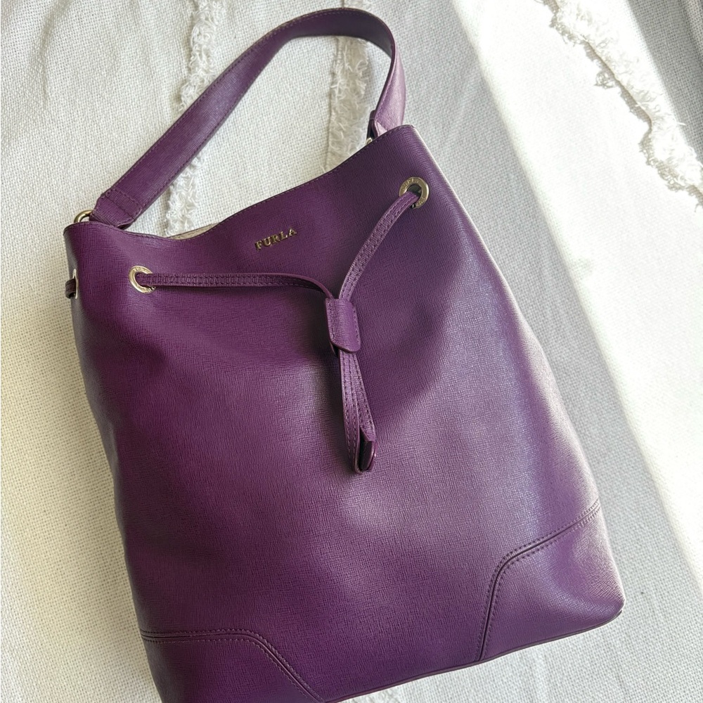 Furla Stacy Casanova Purple Leather Women's Bucket Bag